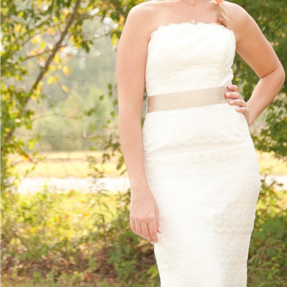 Strapless Beaded Ivory Wedding Dress Small